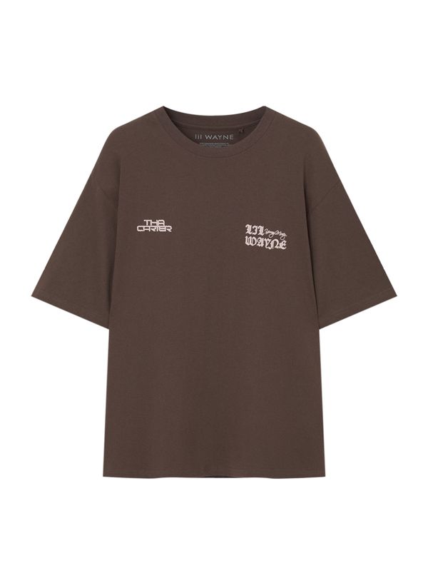 Pull&Bear Pull&Bear Тениска  шоколад / мръсно бяло