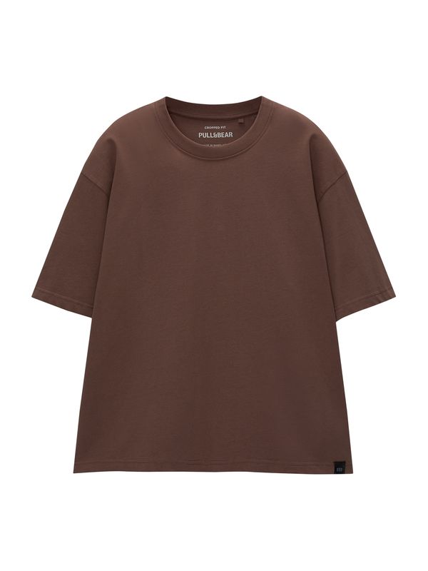 Pull&Bear Pull&Bear Тениска  шоколад / сиво / черно