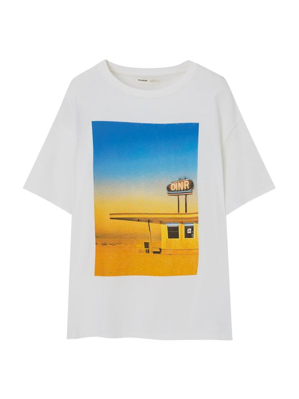 Pull&Bear Pull&Bear Тениска  синьо / жълто / сиво / черно