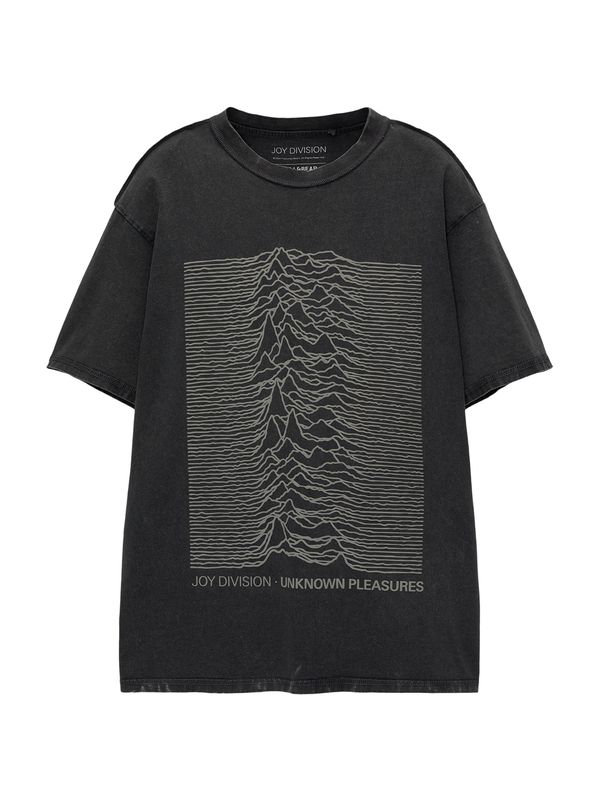 Pull&Bear Pull&Bear Тениска  сиво / антрацитно черно