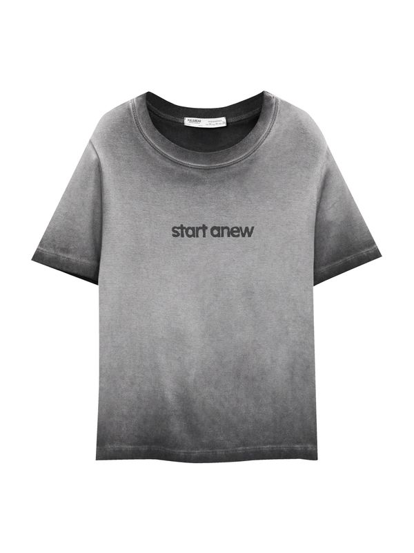 Pull&Bear Pull&Bear Тениска  сиво / черно