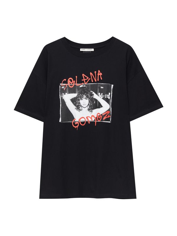 Pull&Bear Pull&Bear Тениска  сиво / пъпеш / черно