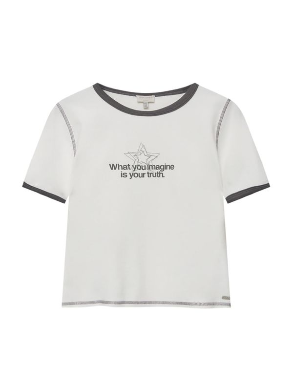 Pull&Bear Pull&Bear Тениска  сиво / тъмносиво / бяло