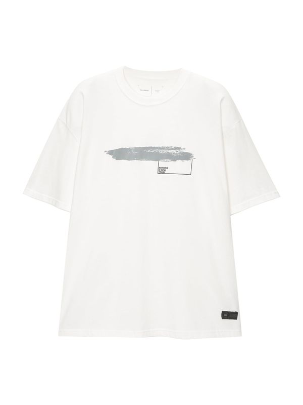 Pull&Bear Pull&Bear Тениска  сребърно сиво / черно / бяло