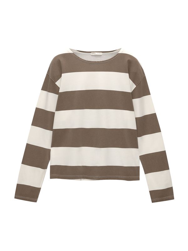 Pull&Bear Pull&Bear Тениска  светлобежово / кафяв меланж
