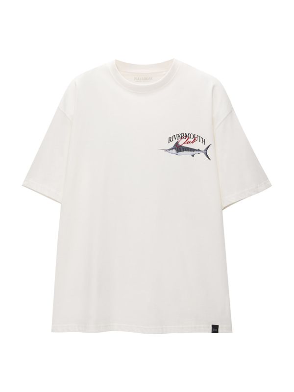 Pull&Bear Pull&Bear Тениска  светлосиньо / пурпурно / черно / бяло