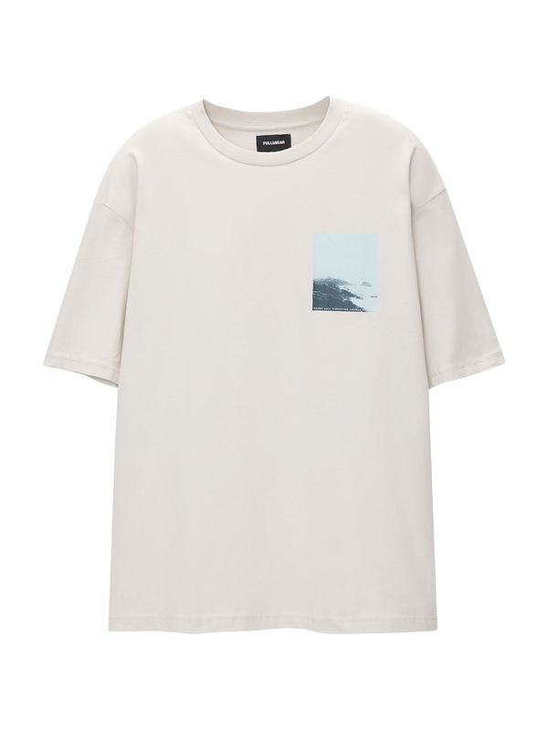 Pull&Bear Pull&Bear Тениска  светлосиньо / светлосиво / петрол / черно