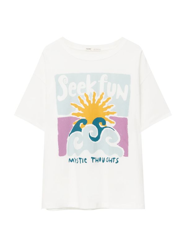 Pull&Bear Pull&Bear Тениска  светлосиньо / жълто / петрол / бяло