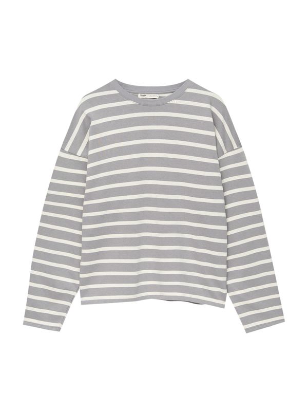 Pull&Bear Pull&Bear Тениска  светлосиво / мръсно бяло