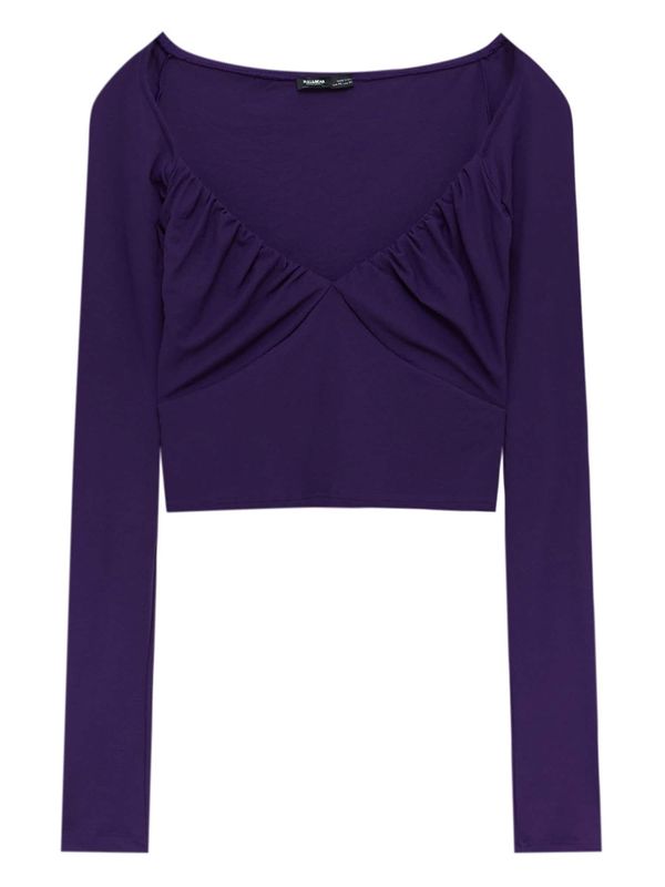 Pull&Bear Pull&Bear Тениска  тъмнолилаво