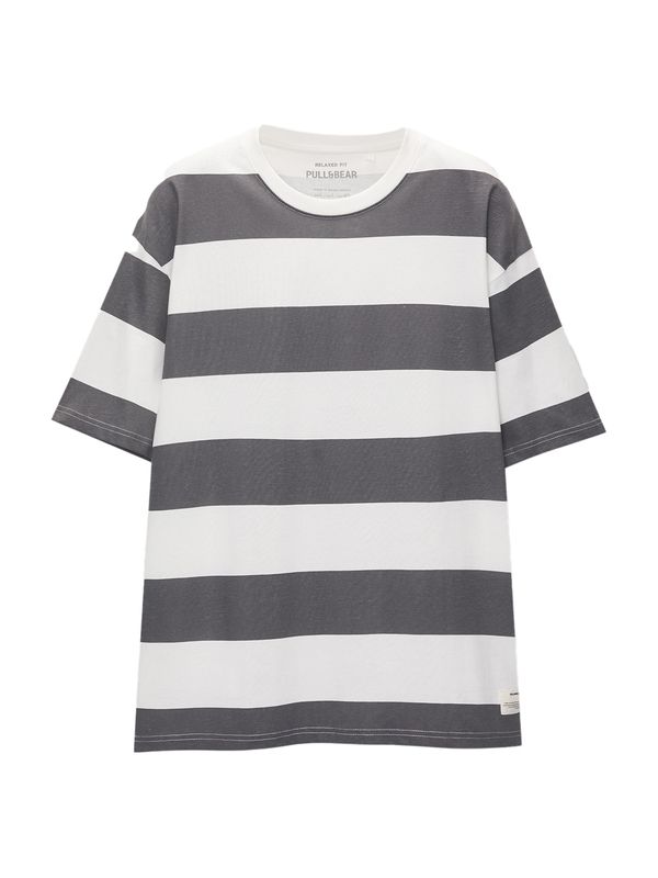 Pull&Bear Pull&Bear Тениска  тъмносиво / бяло