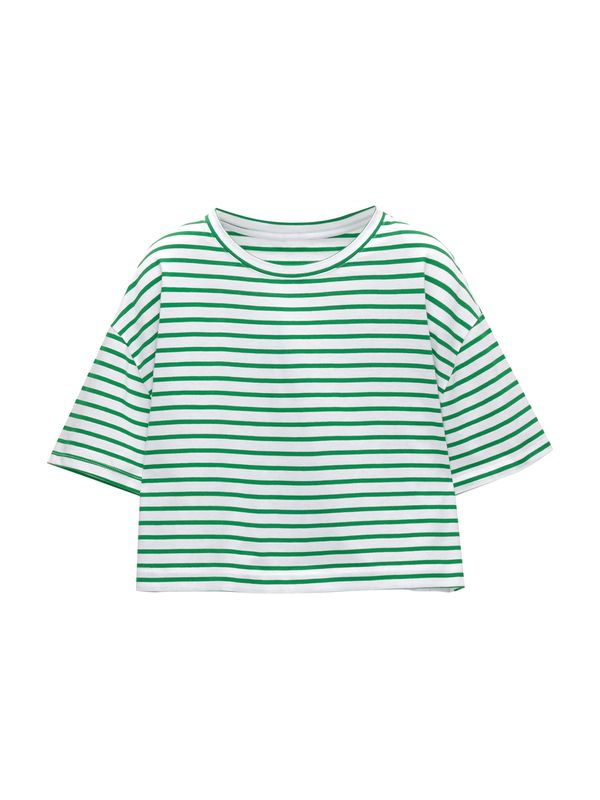 Pull&Bear Pull&Bear Тениска  зелено / бяло