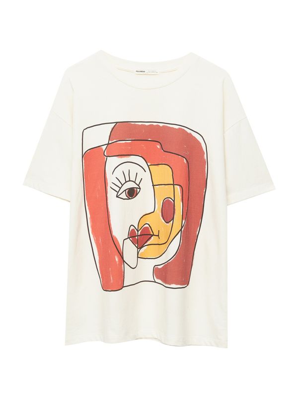 Pull&Bear Pull&Bear Тениска  жълто / пастелно жълто / червено / черно