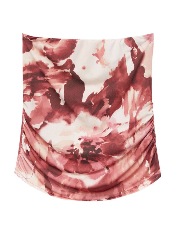 Pull&Bear Pull&Bear Топ  бежово / бледорозово / тъмночервено