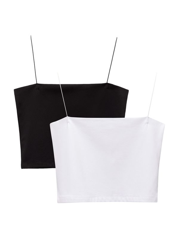 Pull&Bear Pull&Bear Топ  черно / бяло