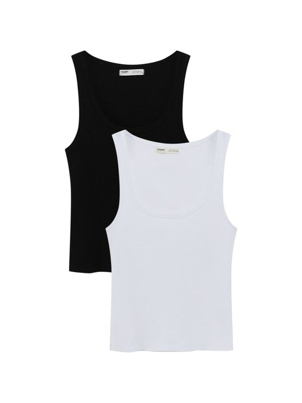 Pull&Bear Pull&Bear Топ  черно / бяло