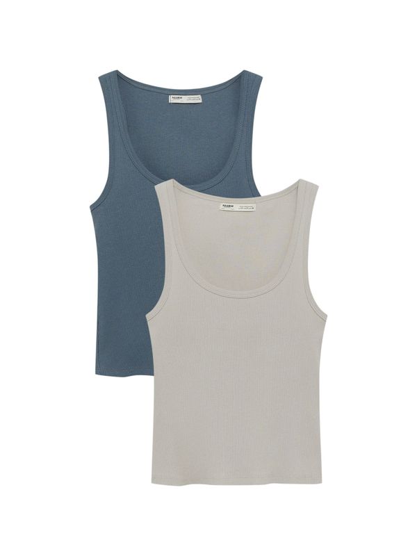 Pull&Bear Pull&Bear Топ  цвят "пясък" / гълъбово синьо