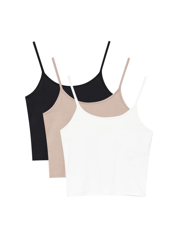 Pull&Bear Pull&Bear Топ  камък / черно / бяло