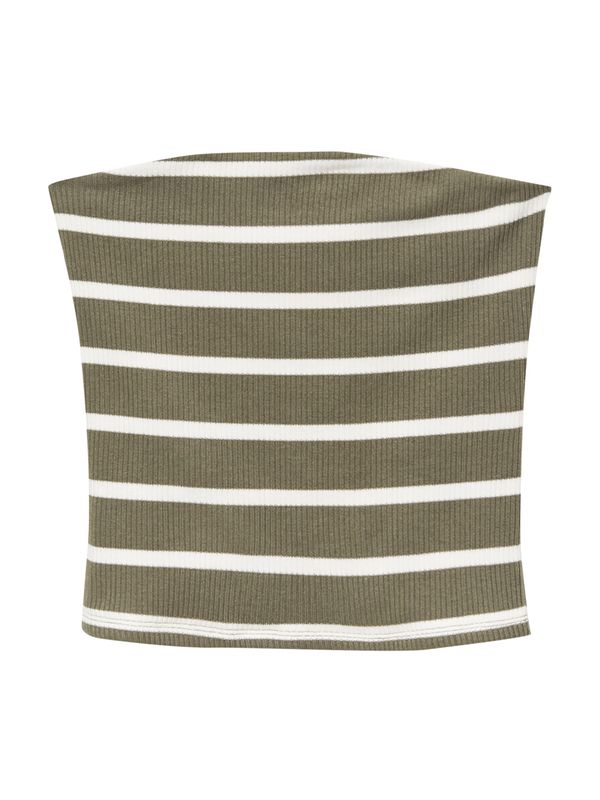 Pull&Bear Pull&Bear Топ  маслина / мръсно бяло