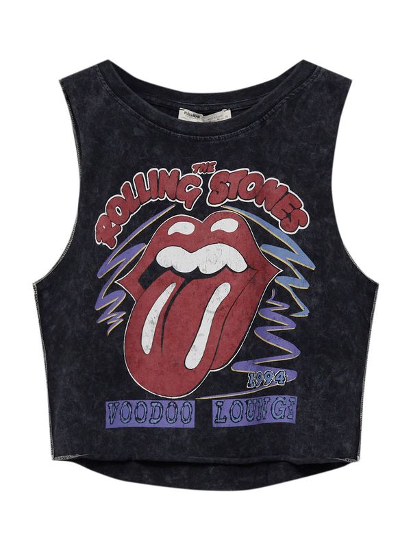 Pull&Bear Pull&Bear Топ  тъмнолилаво / тъмночервено / черно / бяло