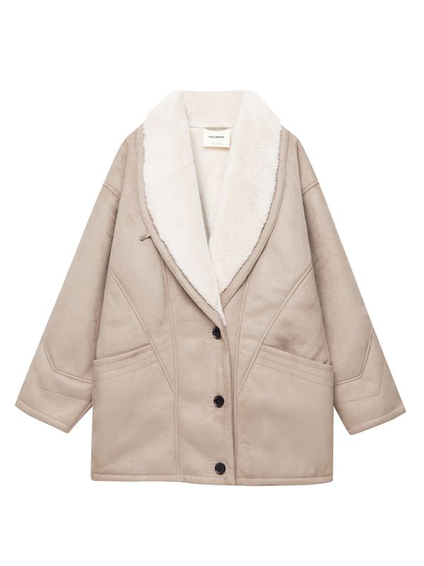 Pull&Bear Pull&Bear Зимно яке  сиво / мръсно бяло