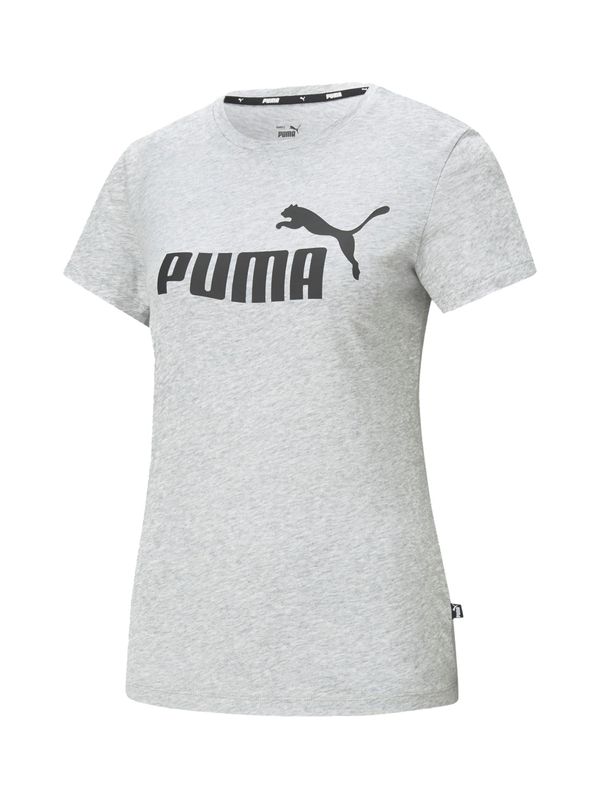 PUMA PUMA Функционална тениска 'Essential Logo Tee'  сив меланж / черно