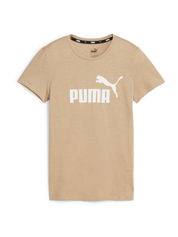 PUMA PUMA Функционална тениска 'Essentials Heather'  светлокафяво / бяло
