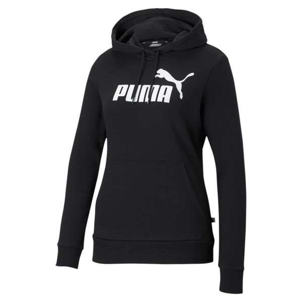 PUMA PUMA Спортен суитшърт с качулка  черно / бяло