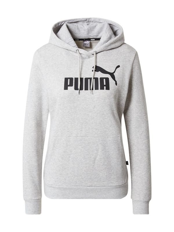 PUMA PUMA Спортен суитшърт с качулка 'ESSENTIAL Logo Hoodie'  сив меланж / черно