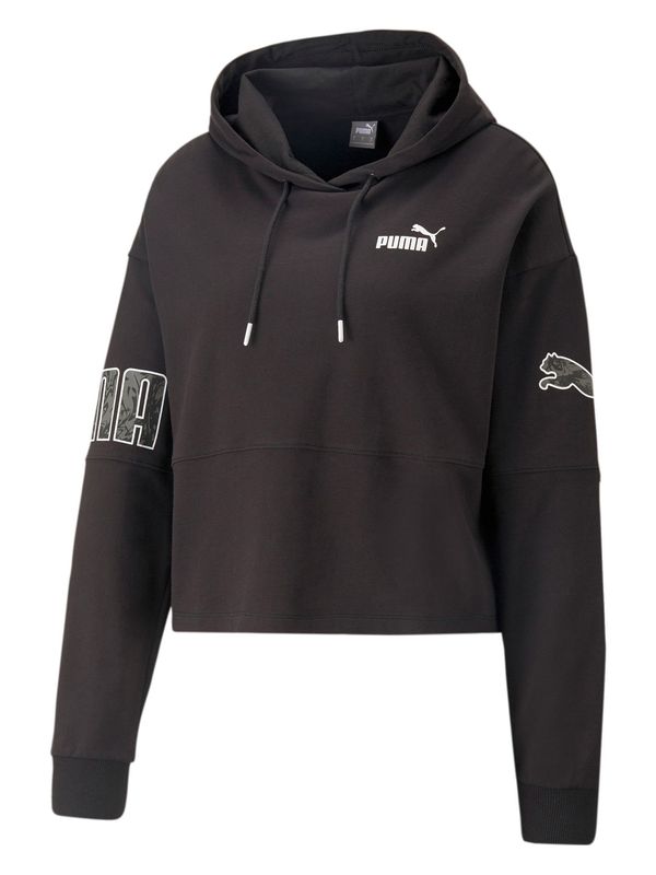 PUMA PUMA Спортен суитшърт с качулка 'POWER'  камък / черно / бяло