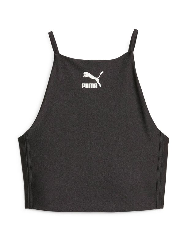 PUMA PUMA Спортен топ 'Shiny'  черно / мръсно бяло