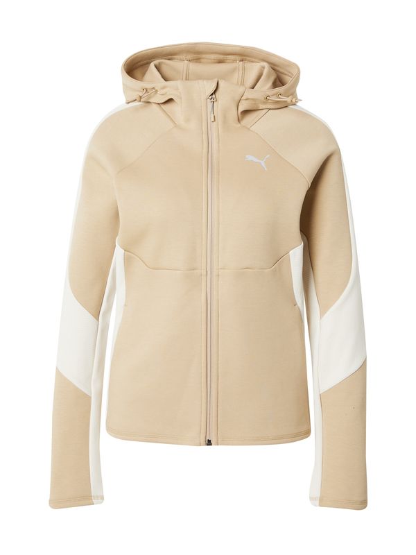 PUMA PUMA Спортна жилетка с качулка 'EVOSTRIPE'  капучино / бяло