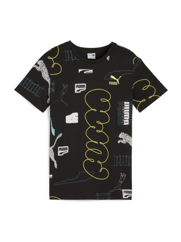 PUMA PUMA Тениска 'CLASSICS BRAND LOVE'  жълто / сиво / черно / бяло