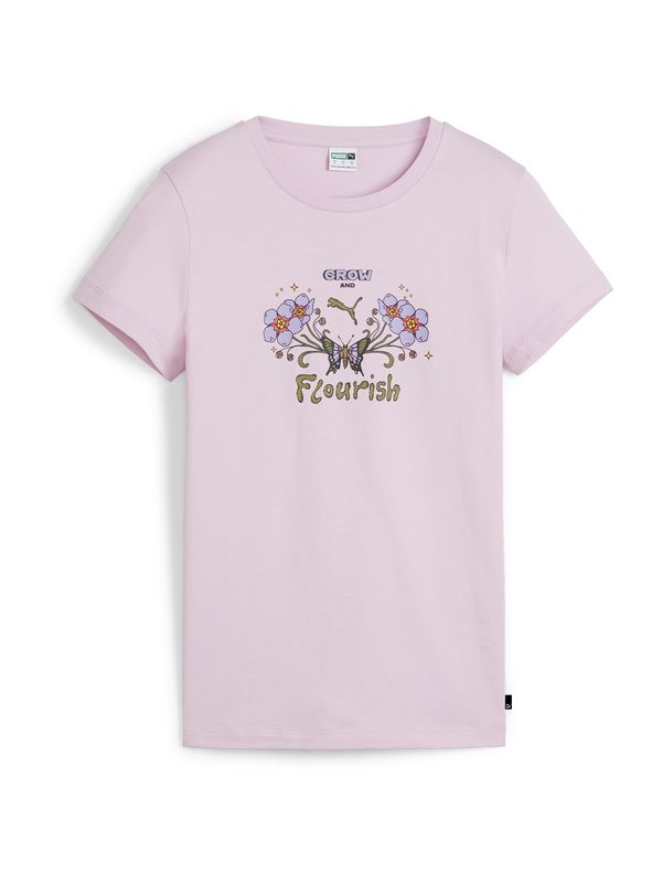 PUMA PUMA Тениска 'GROW FLOURISH'  маслина / светлолилаво / бледорозово / черно