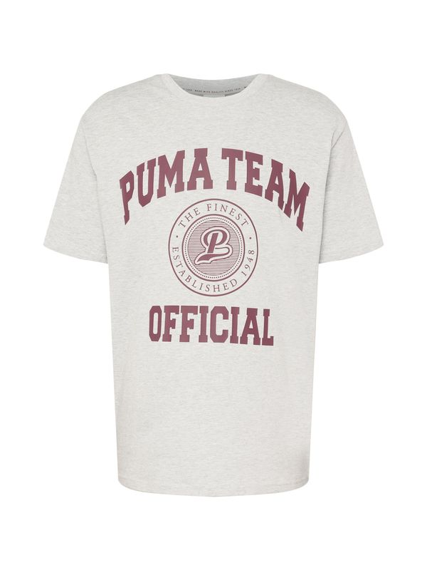 PUMA PUMA Тениска  сив меланж / винено червено