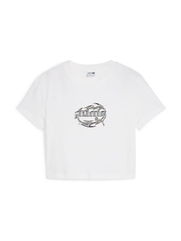 PUMA PUMA Тениска  сребърно / бяло