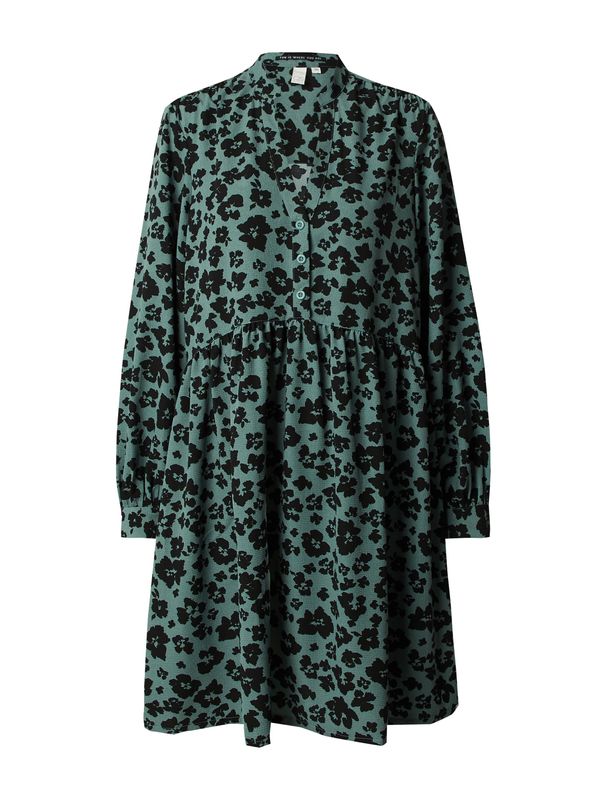 QS QS Рокля  смарагдово зелено / черно