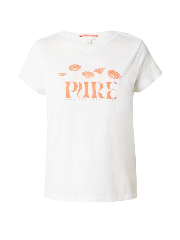 QS QS Тениска  бежово / оранжево / бяло