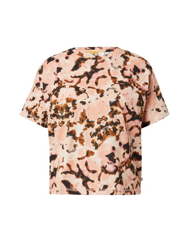 QS QS Тениска  кафяво / кайсия / черно