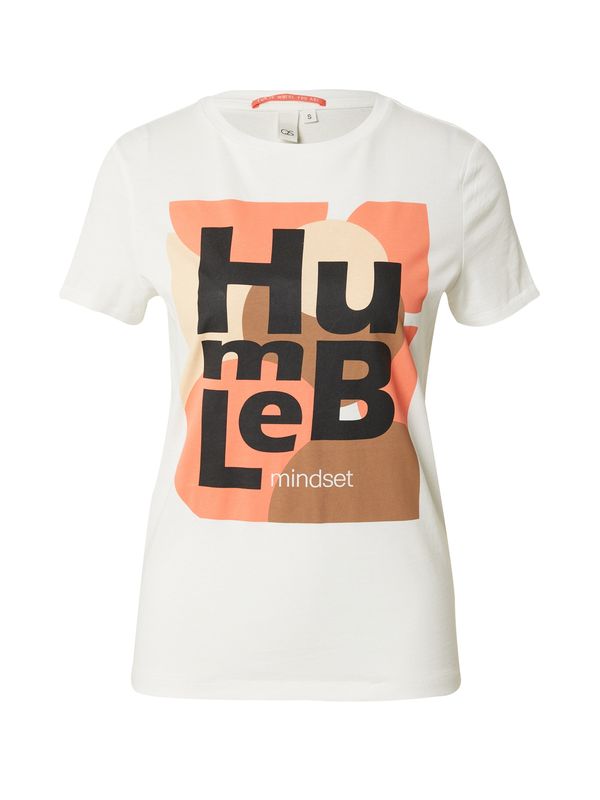 QS QS Тениска  кремаво / кафяво / корал / черно / бяло