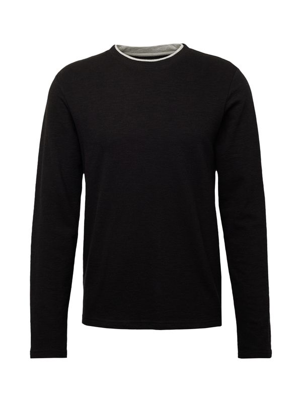 QS QS Тениска  сив меланж / черно