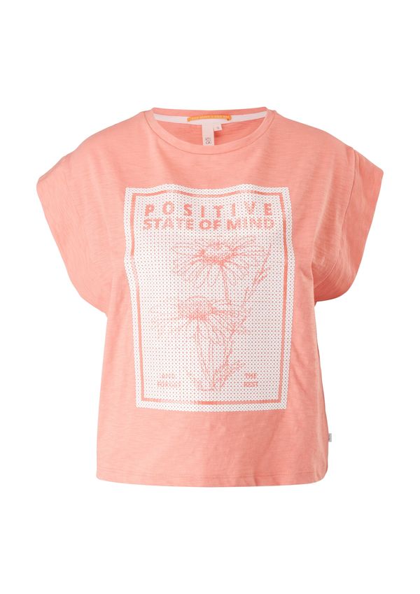 QS QS Тениска  сьомга / бяло