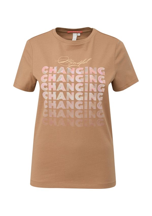 QS QS Тениска  светлокафяво / пъстро