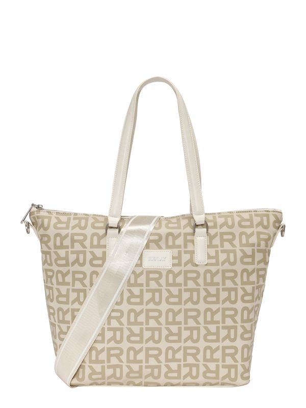 REPLAY REPLAY "Чанта тип ""Shopper"""  цвят "пясък" / сребърно / мръсно бяло