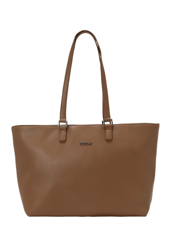 REPLAY REPLAY "Чанта тип ""Shopper"""  камел / сребърно