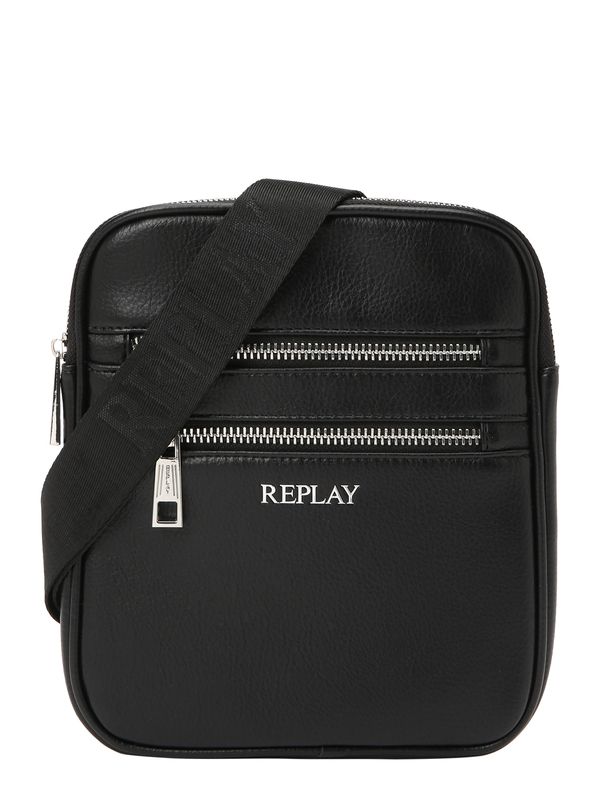 REPLAY REPLAY Чанта за през рамо тип преметка  черно / сребърно