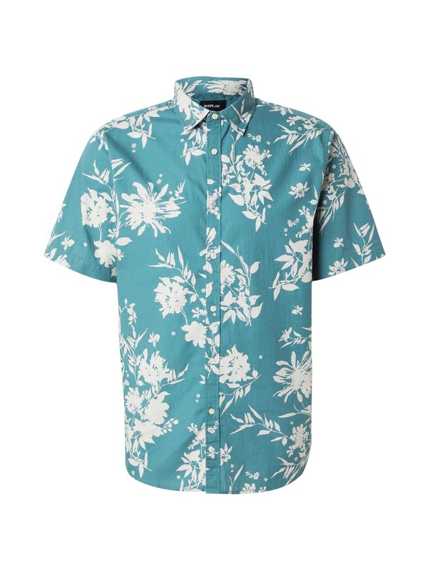 REPLAY REPLAY Риза  петрол / бяло