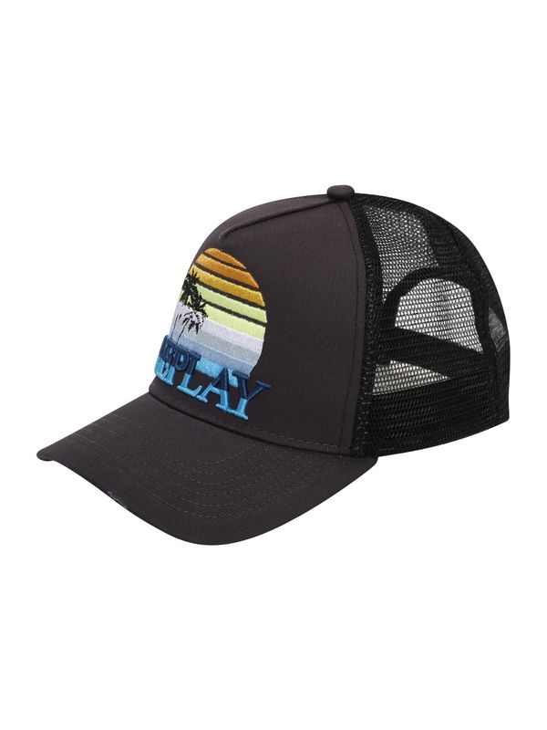 REPLAY REPLAY Шапка с козирка  морскосиньо / светлосиньо / антрацитно черно / бяло