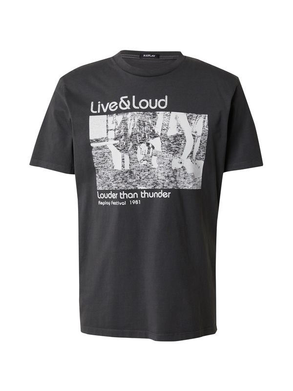 REPLAY REPLAY Тениска  черно / бяло