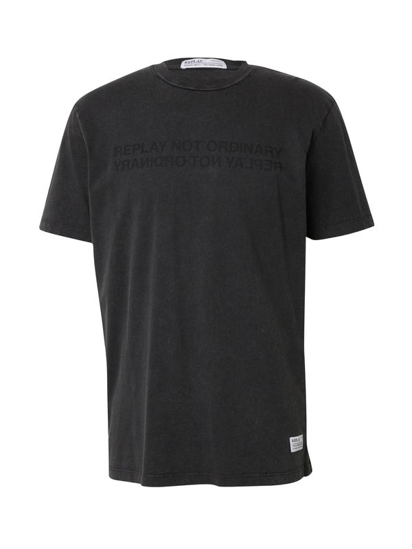 REPLAY REPLAY Тениска  черно / черен меланж